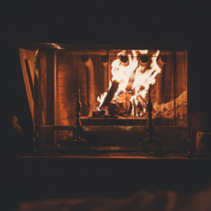 wood burning in a fireplace