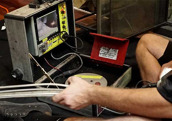 Chimney Inspection and Video Scanning with face mask and safety glasses with flashlight