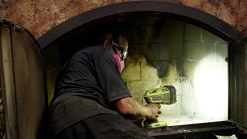 Technician checking Firebox